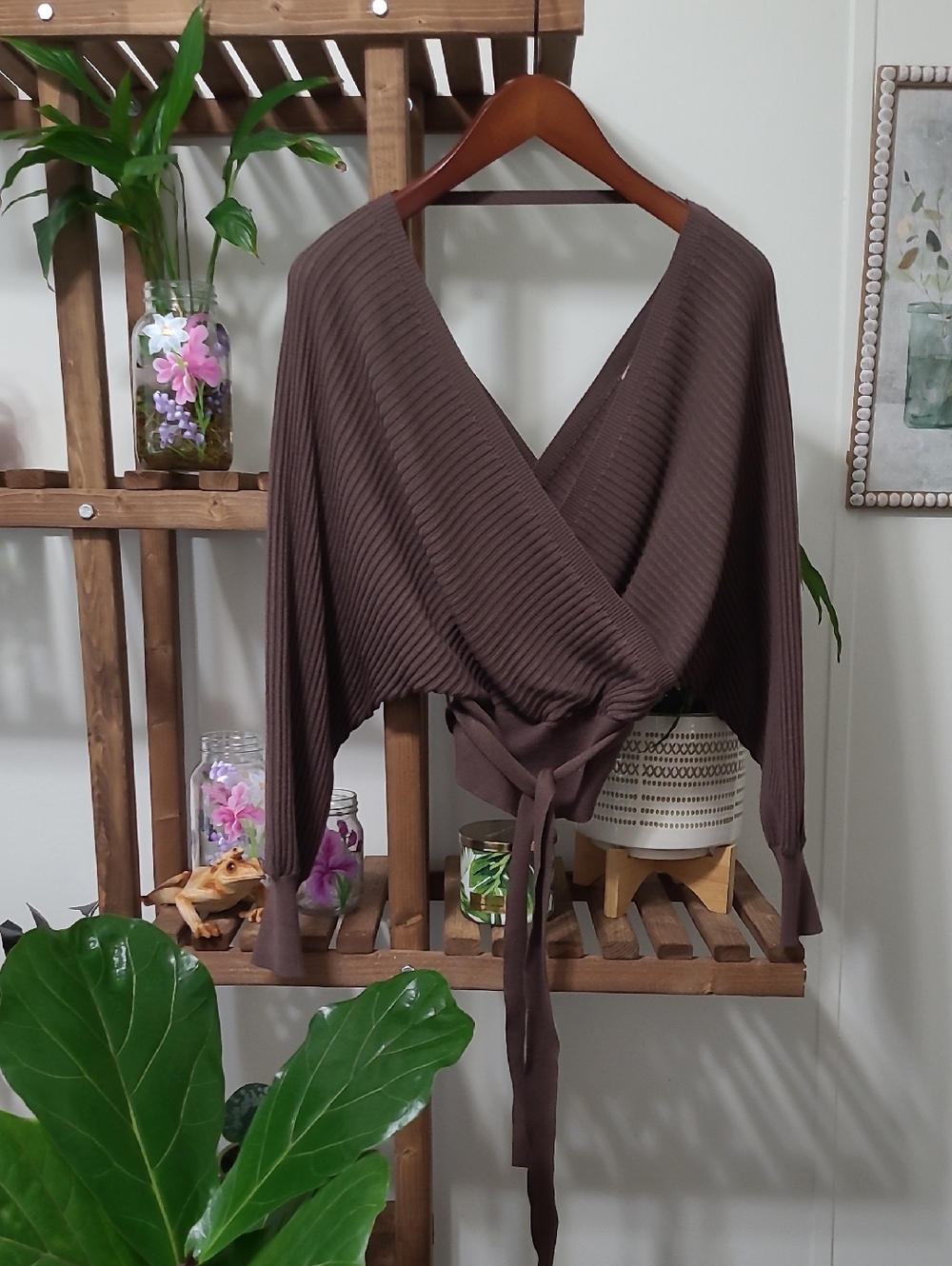 Rich Chocolate Brown Wrap Sweater